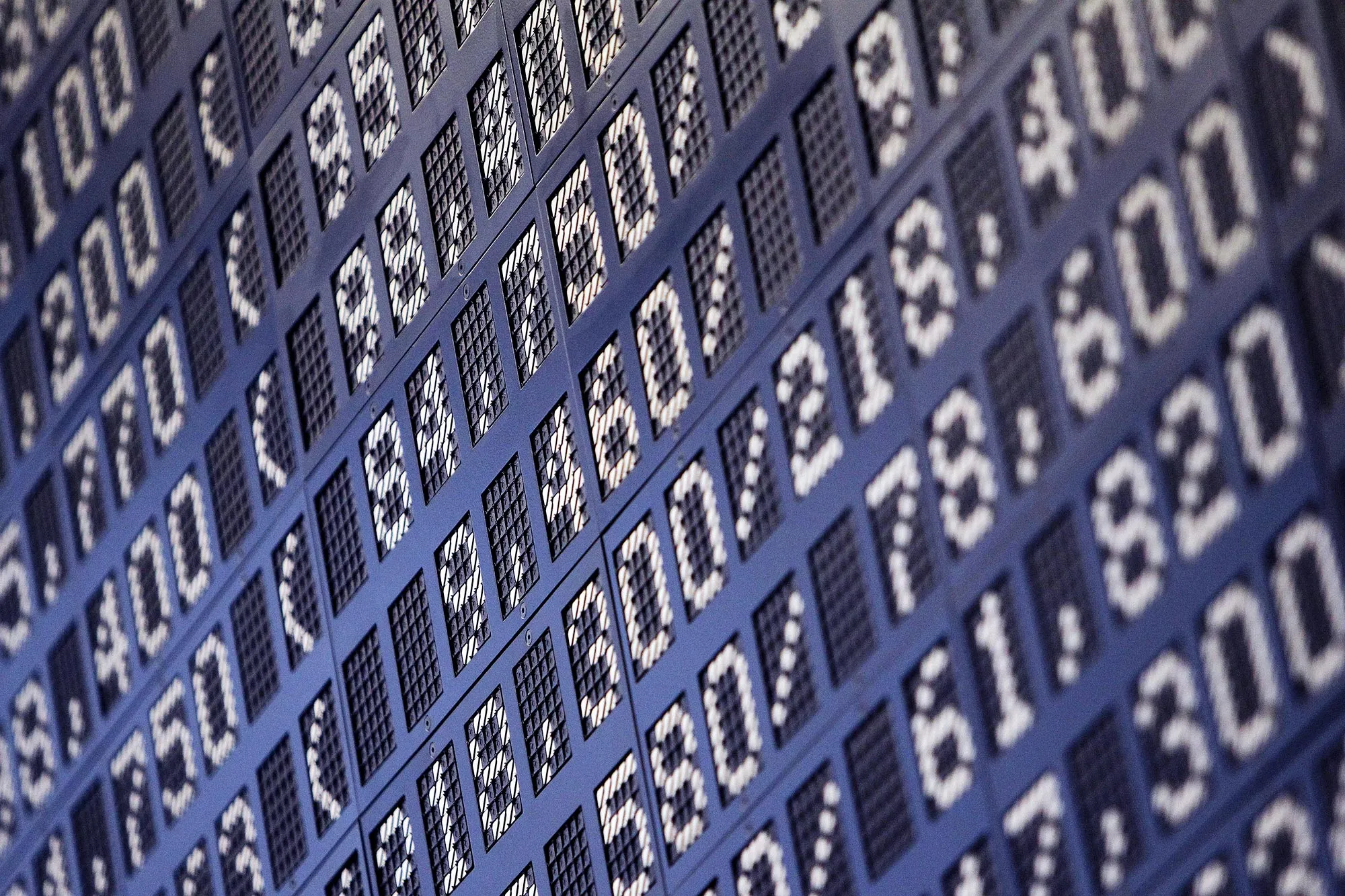 A display showing the German Stock Market Index DAX is pictured at the stock exchange in Frankfurt, Germany.