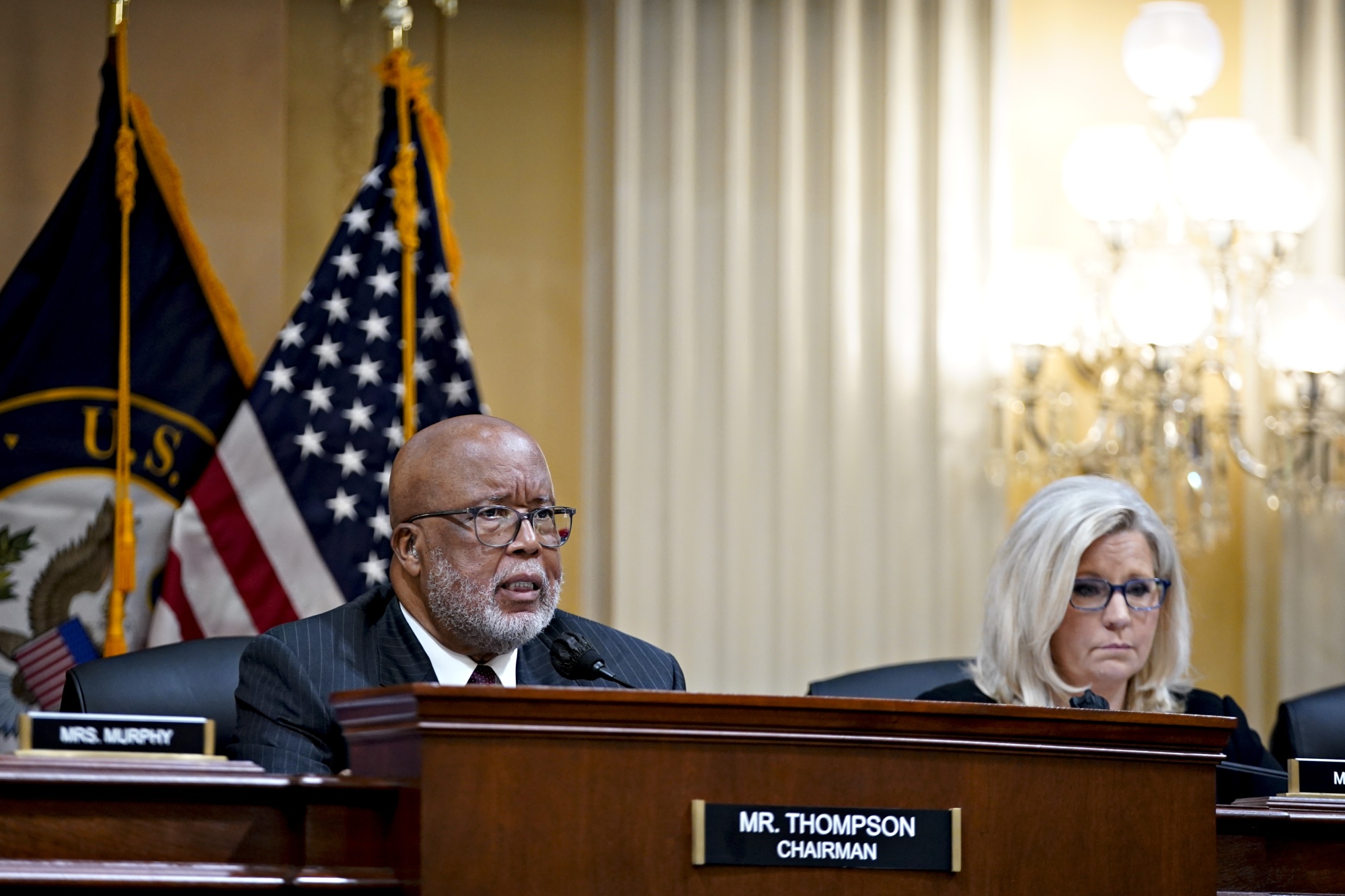 Bennie Thompson and Liz Cheney attend a House Select Committee hearing on the January 6th attack in Washington, D.C., on July 12.