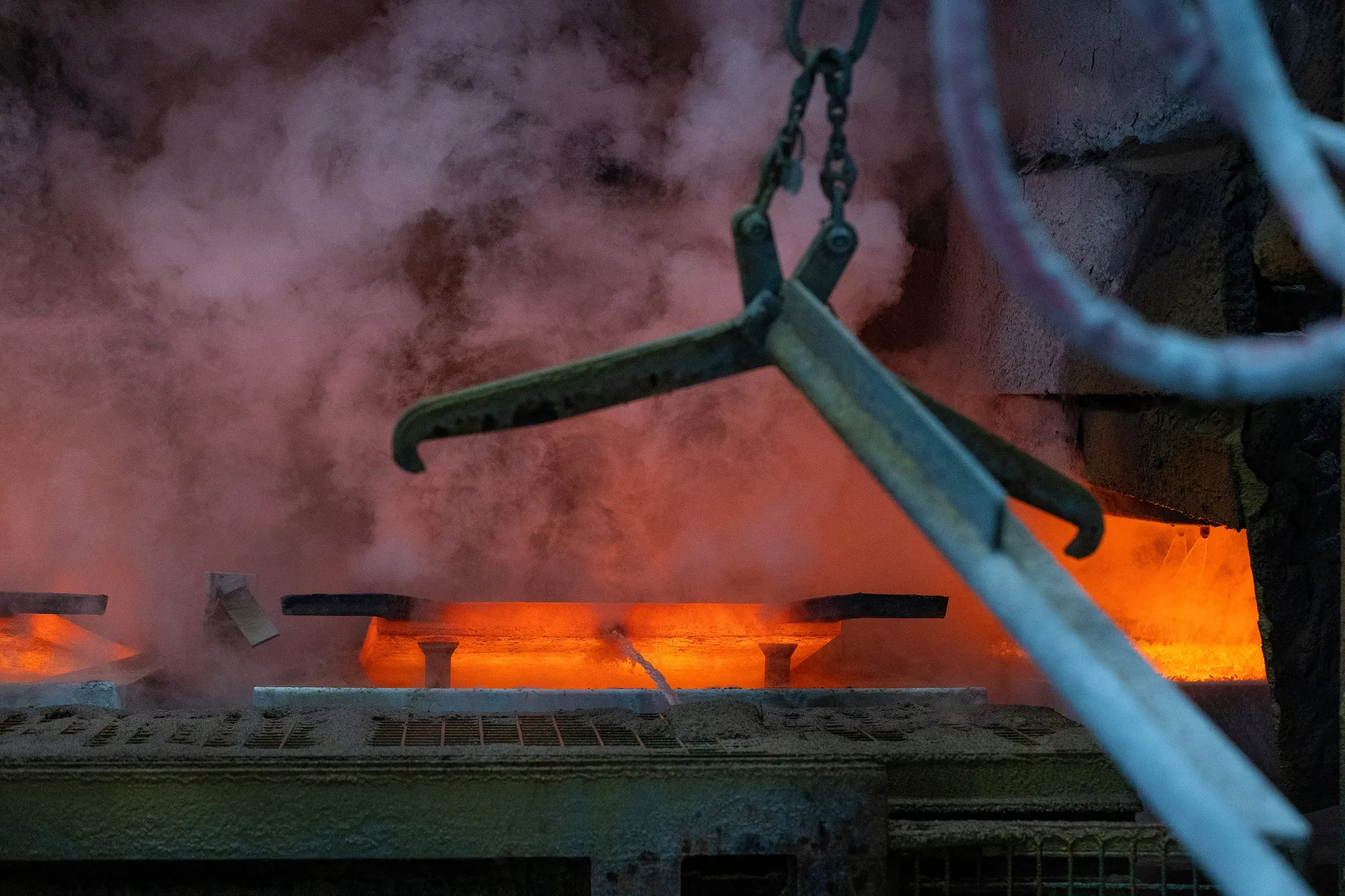 Manufacturing of copper anodes at a refinery in Hamburg, Germany.