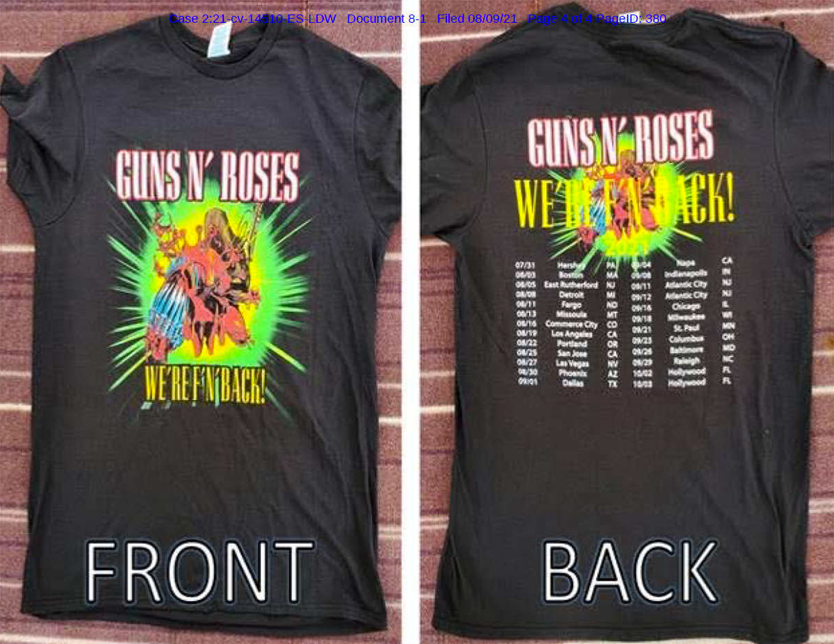 guns n' roses tour t shirt 2023 uk