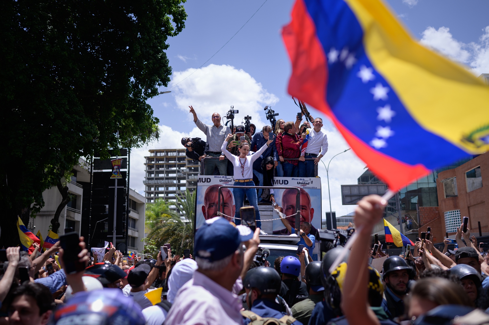 Machado emerged from hiding on Saturday to lead a rally in Caracas, defying the government's threat to imprison her.