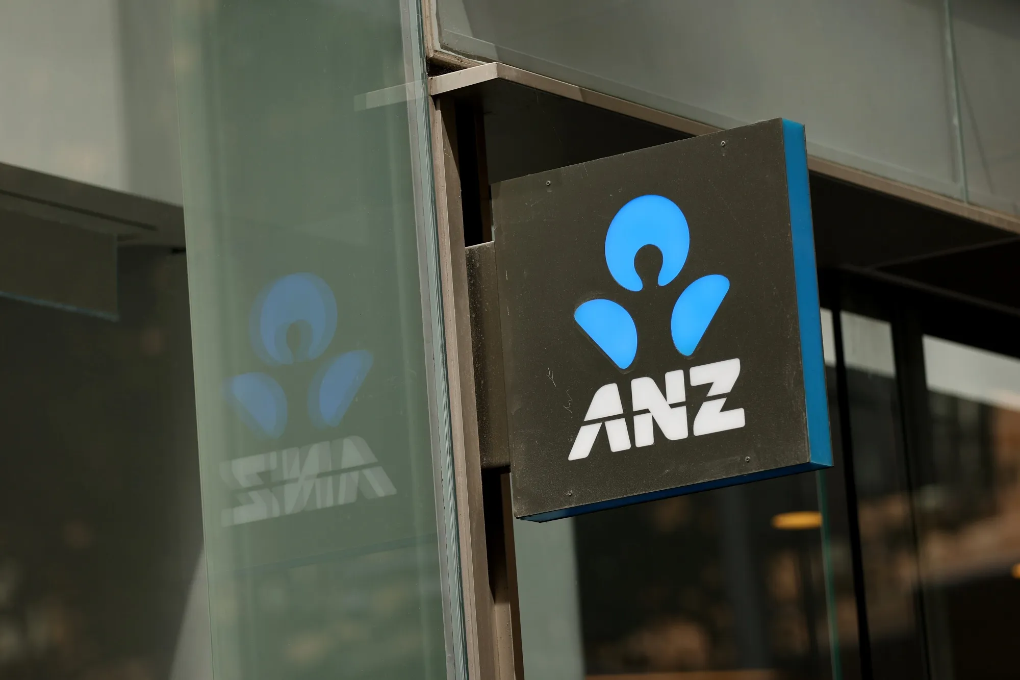 Signage for Australia &amp; New Zealand Banking Group Ltd. (ANZ) at the bank's branch in Sydney, Australia.