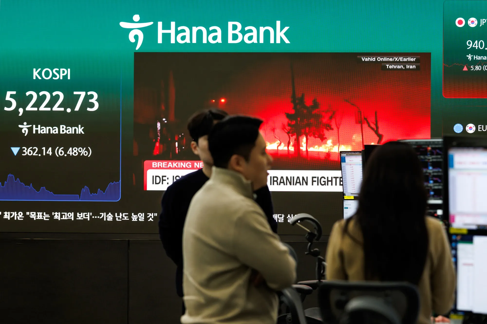 韓国ハナ銀行のトレーディングルーム