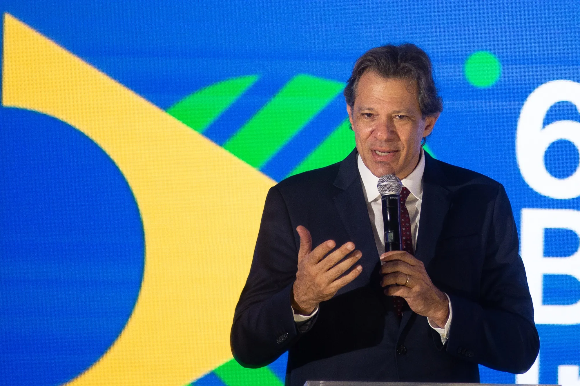 Fernando Haddad, Brazil’s finance minister, speaks during the Brasil Investment Forum&nbsp;in Brasilia, Brazil, on&nbsp;Nov. 7, 2023.&nbsp;