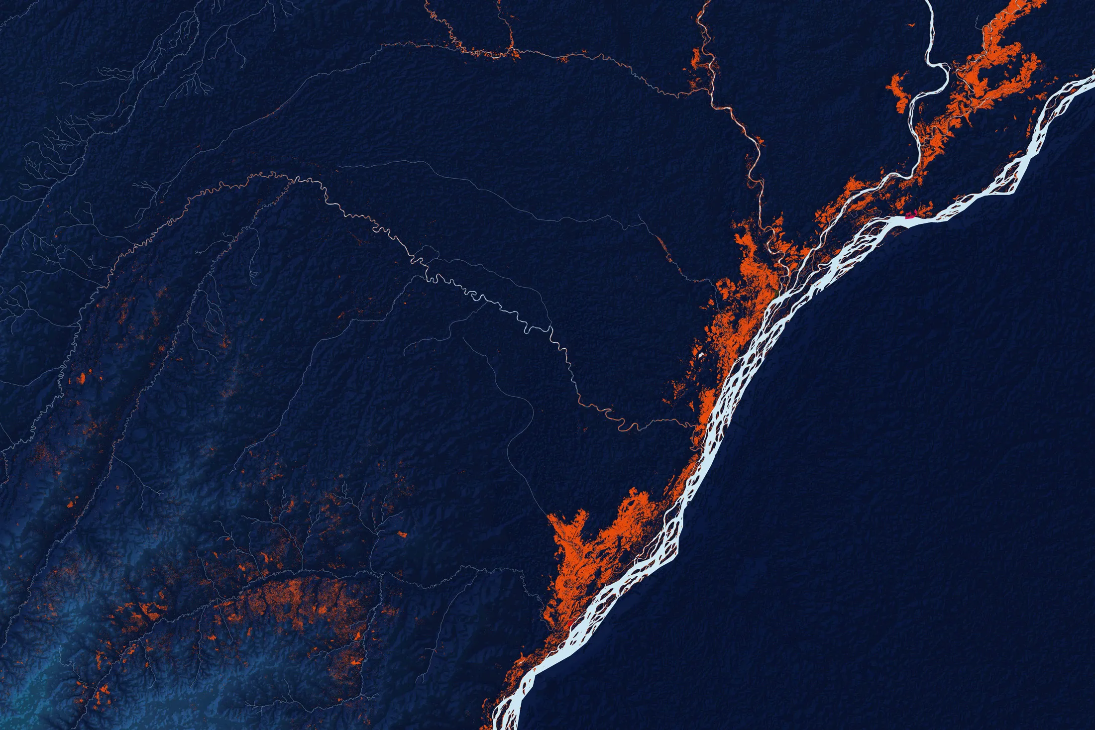 A map of flooding in Republic of Congo, powered by Google data.