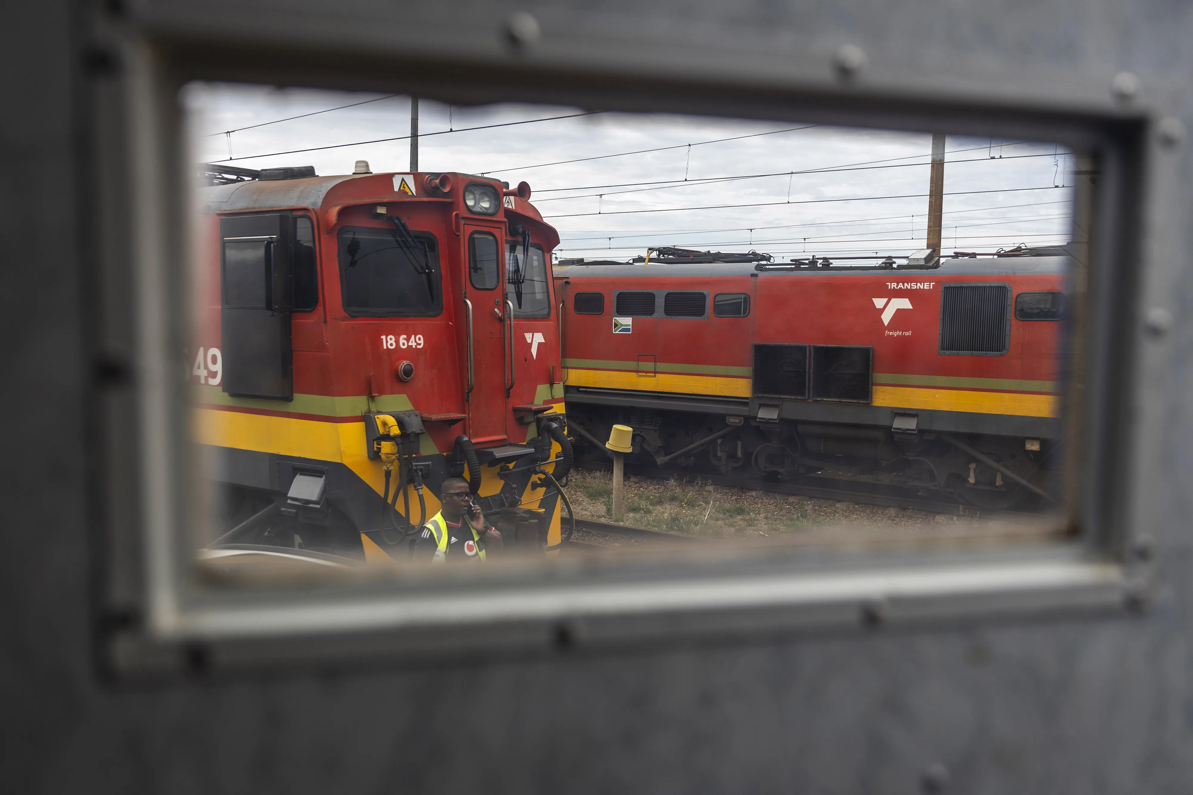 Transnet freight locomotives at the Transnet SOC Ltd. Sentrarand depot, in the Benoni district of Gauteng, South Africa.