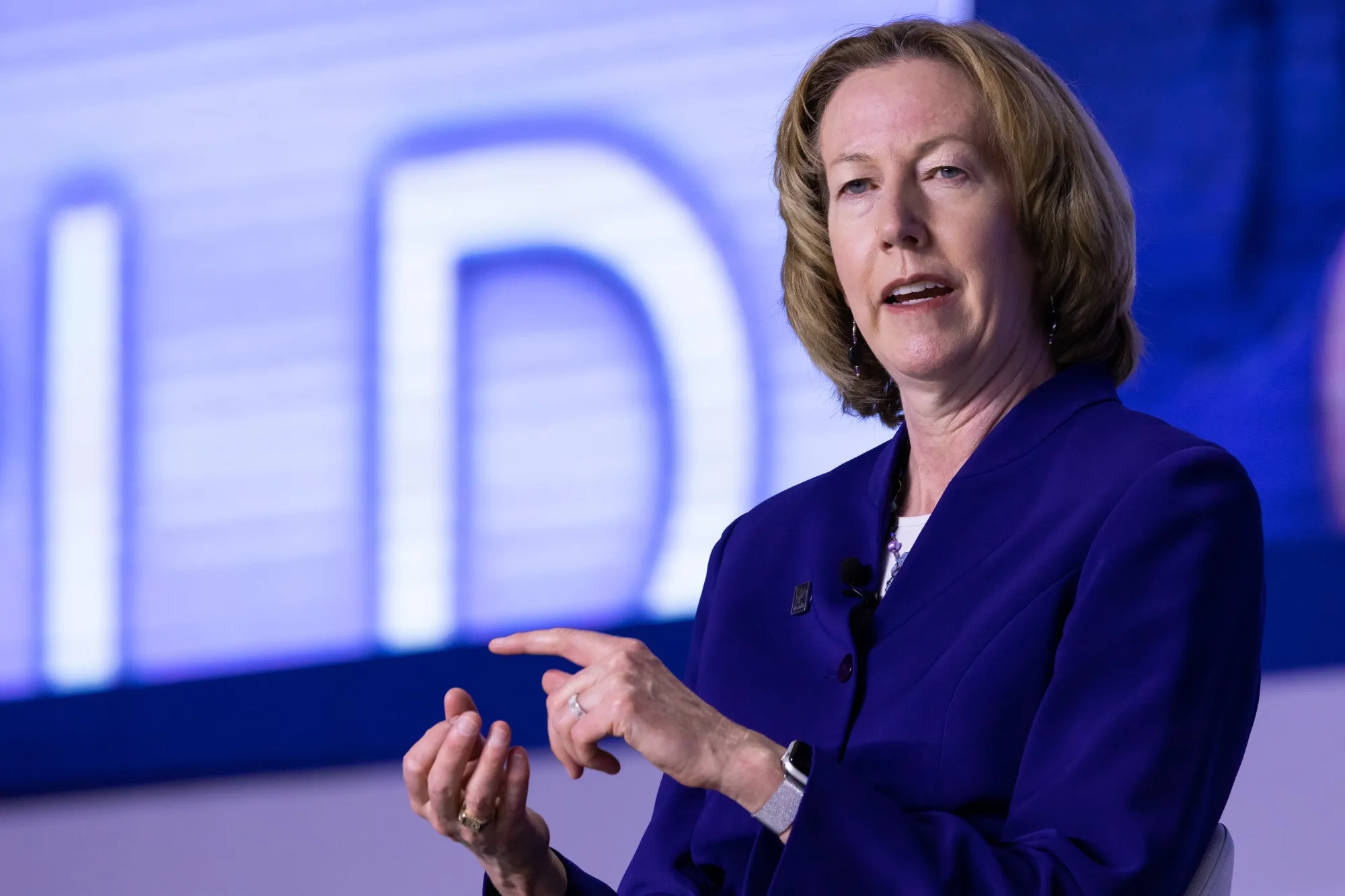 Meg O'Neill, chief executive officer and managing director of Woodside Energy Group Ltd., during a panel discussion at the World Gas Conference in Daegu, South Korea, on Tuesday, May 24, 2022.&nbsp;