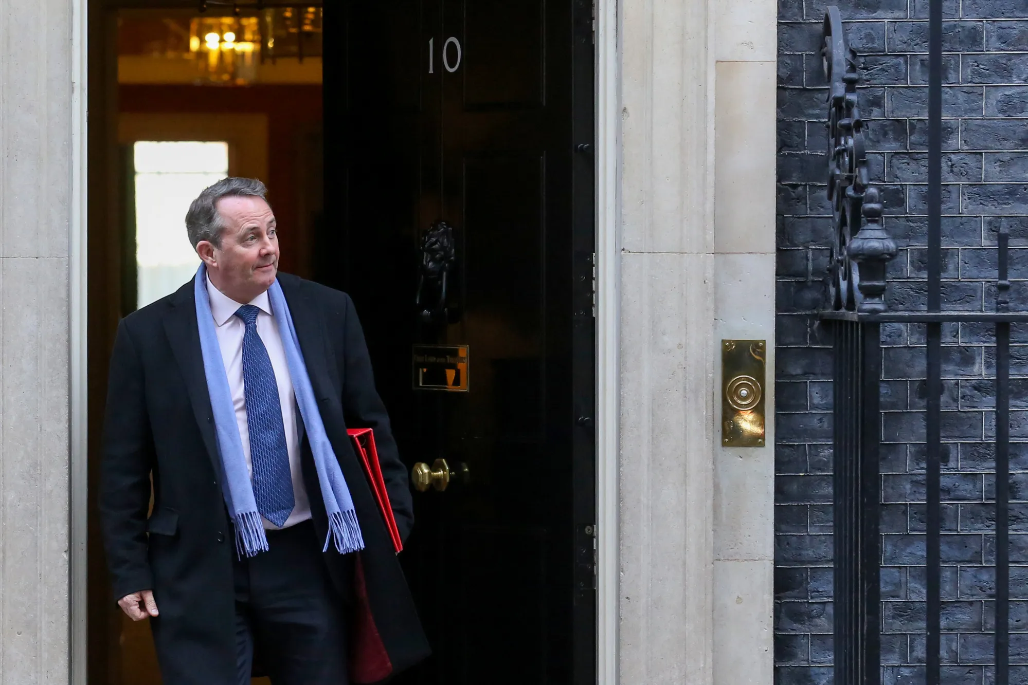 Liam Fox leaves following a weekly meeting of cabinet ministers&nbsp;in London on&nbsp;Jan. 30.