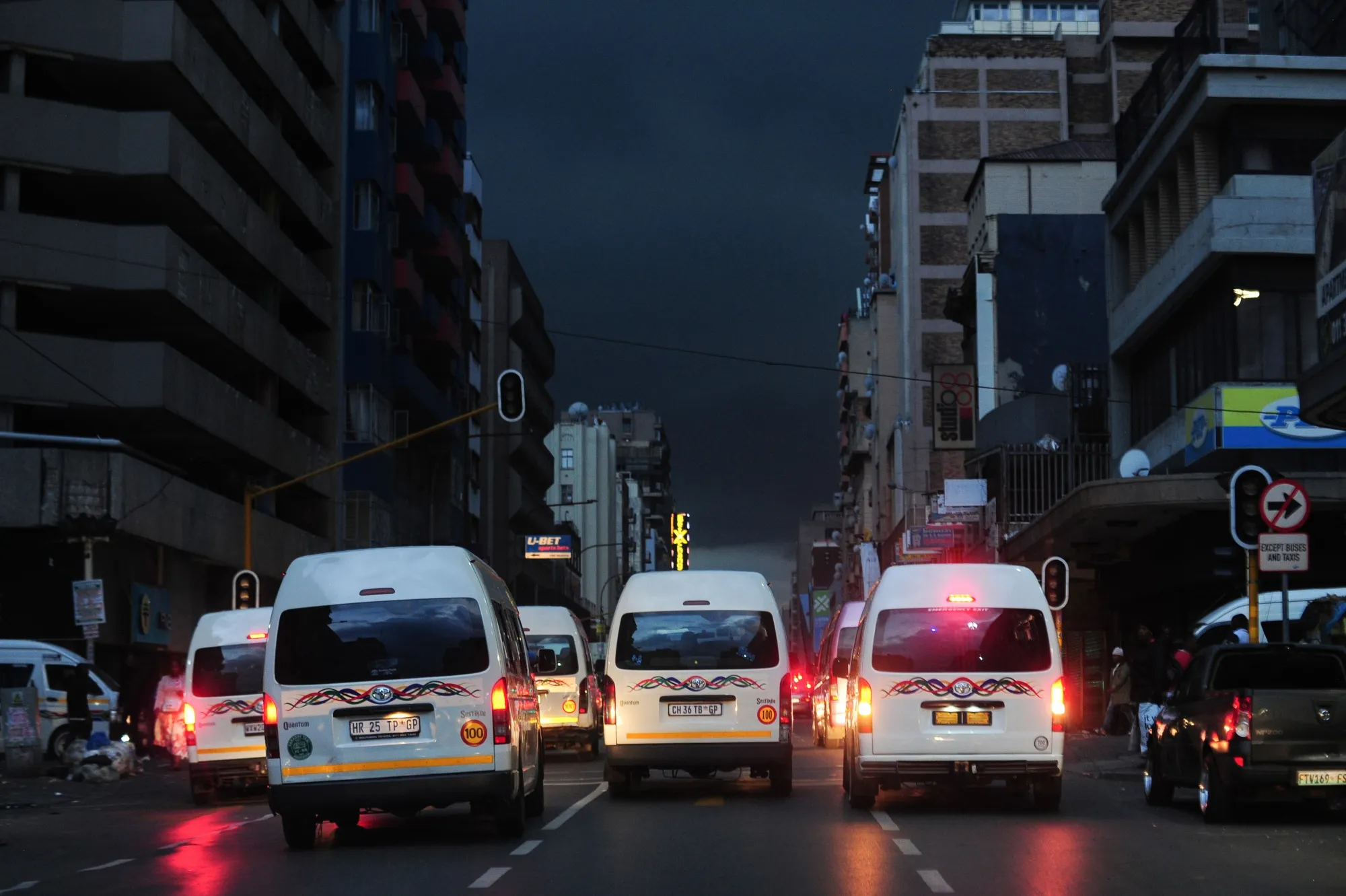 Taxi vans in central Johannesburg.