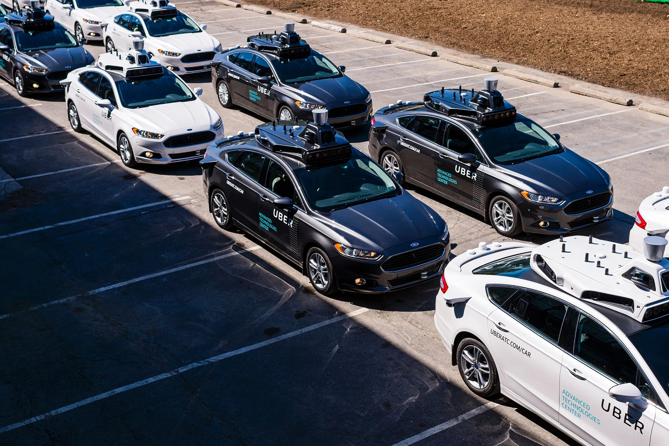 Pilot models of the Uber self-driving car is displayed at the Uber Advanced Technologies Center on September 13, 2016 in Pittsburgh, Pennsylvania.
