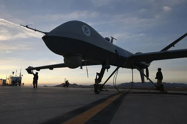A predator drone operated by the U.S. Office of Air and Marine at Fort Huachuca in Sierra Vista, Ariz.