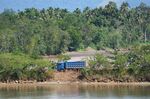 A dump truck travels along an access road near nickel mines in Sulawesi, Indonesia.