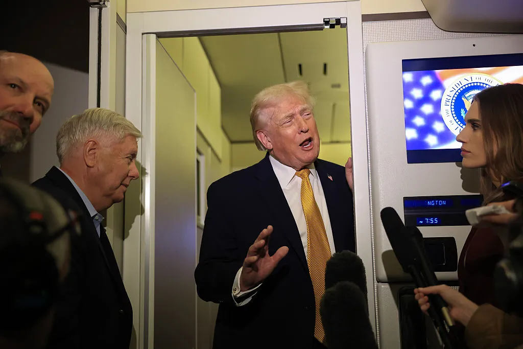 Donald Trump aboard Air Force One en route to Washington.