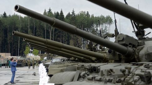 Russian military vehicles at the Army-2015 international military forum in Kubinka, outside Moscow, on June 16, 2015.