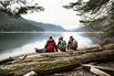 Three girls on a day hike.