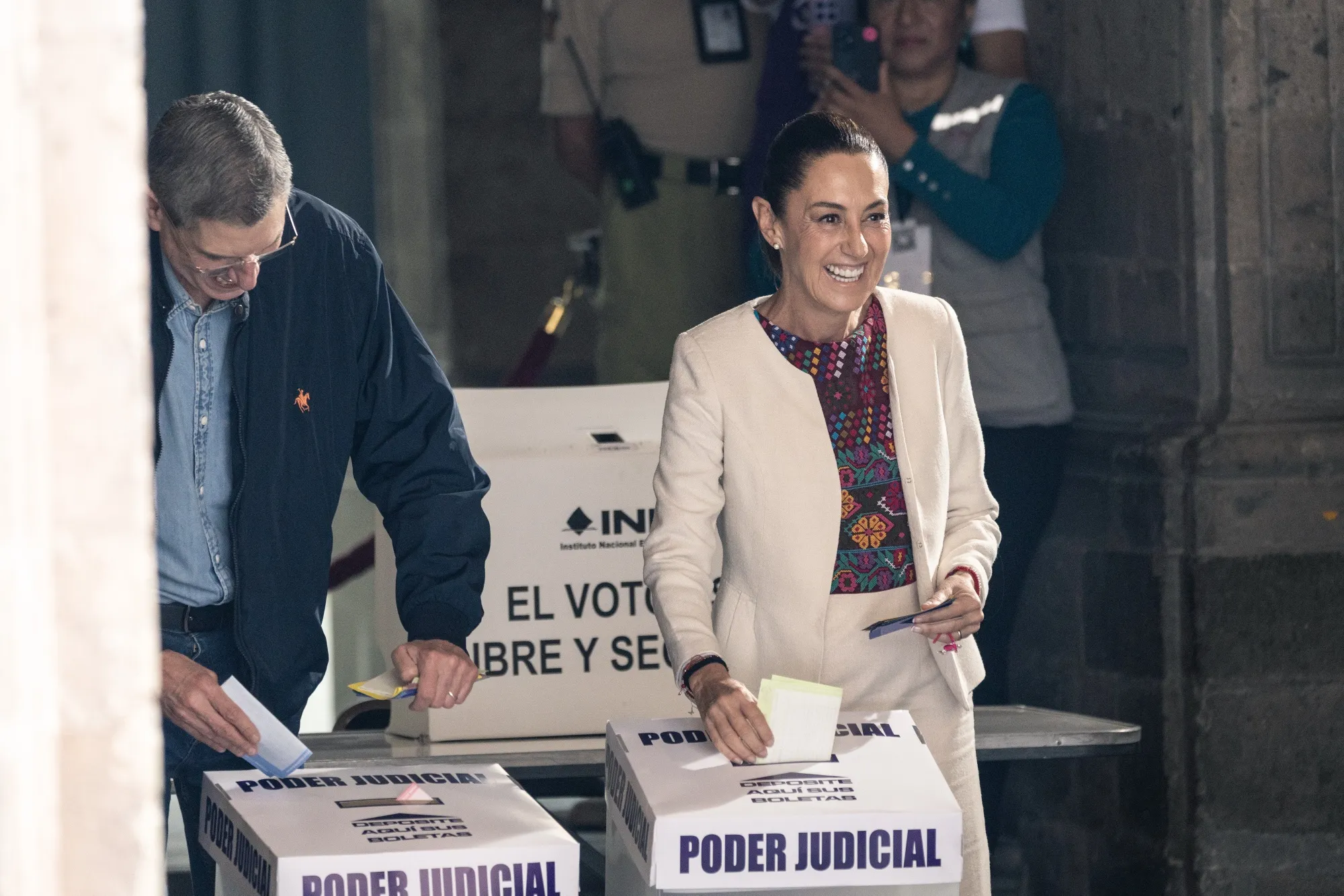 Mexican President Claudia Sheinbaum&nbsp;casts a ballot at a polling station during the judicial elections in Mexico City&nbsp;on&nbsp;June 1.