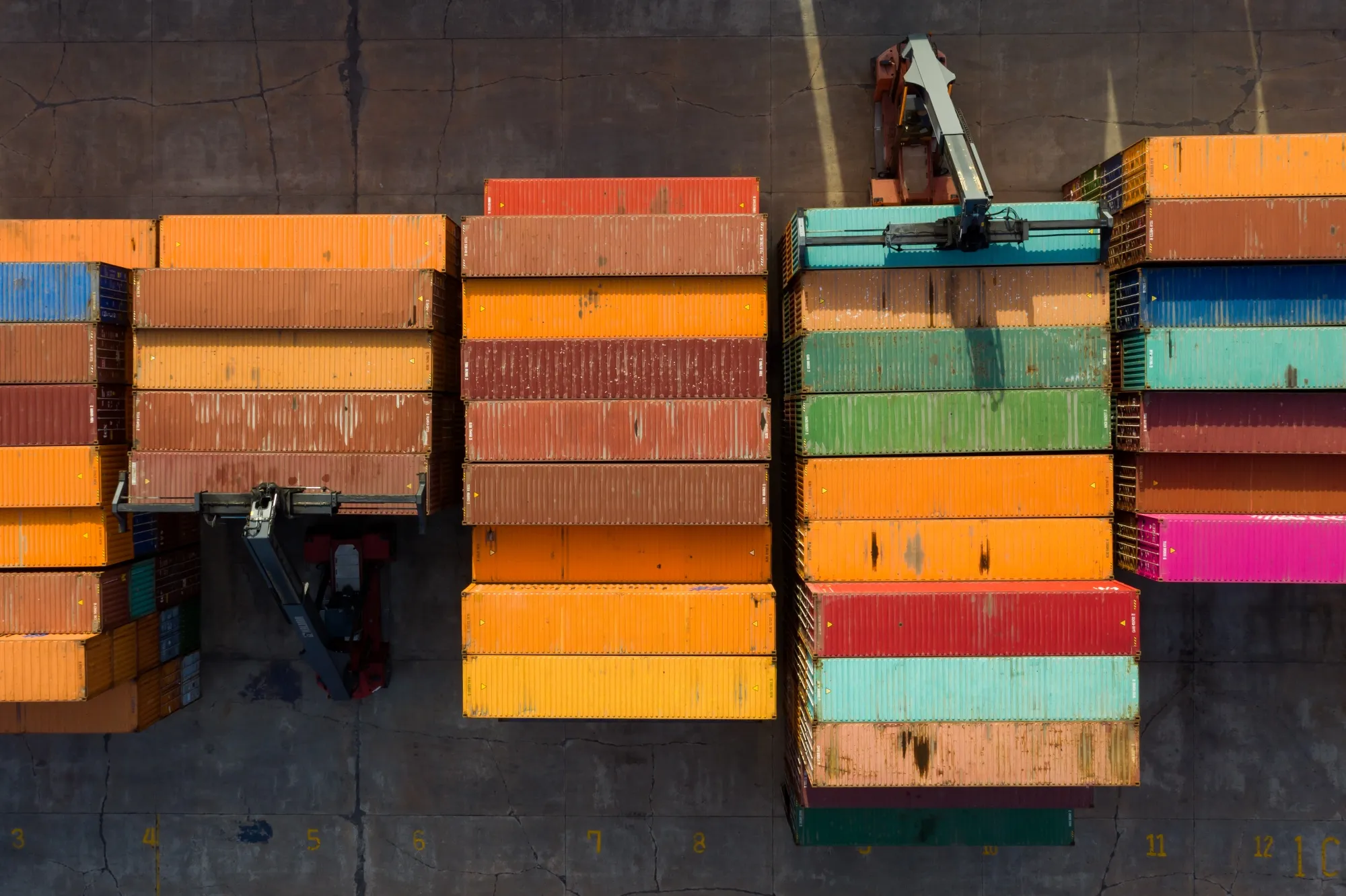 Reach stackers transport containers&nbsp;in Uiwang, South Korea, on&nbsp;April 22.&nbsp;