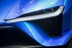 The headlight of a NIO self-driving electric concept vehicle at the 2017 Shanghai auto show.