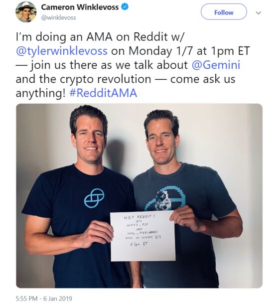 Winklevosses Stick to Bitcoin Script During ‘Ask Me Anything’ Chat