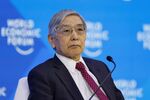 Haruhiko Kuroda, governor of the Bank of Japan, during a panel session on the closing day of the World Economic Forum in Davos.