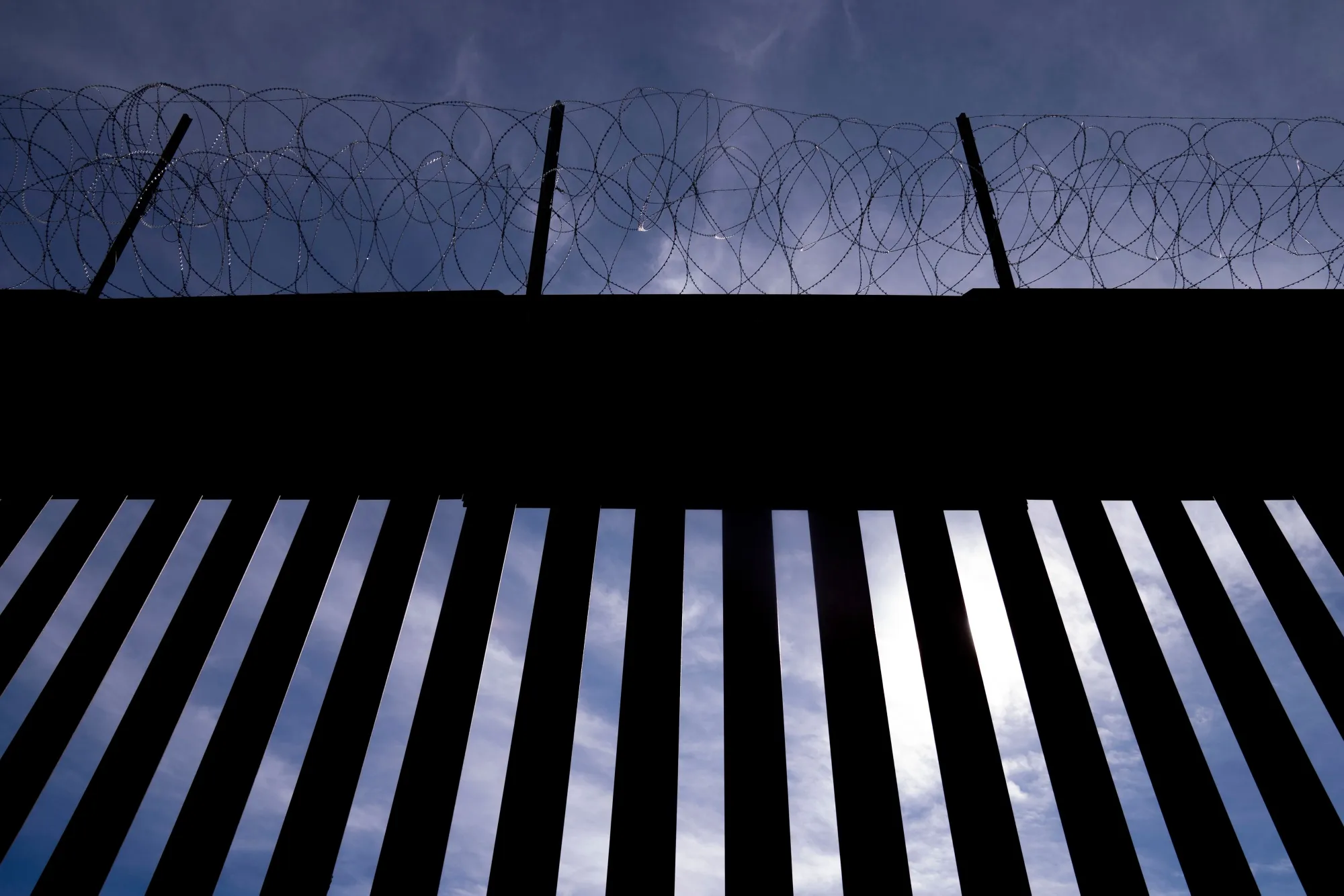 The border wall along the US-Mexico border in Jacumba Hot Springs, California, US, on Tuesday, Nov. 19, 2024.&nbsp;