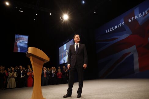 U.K. Prime Minister David Cameron Delivers His Speech On The Closing Day Of The Conservative Party Conference
