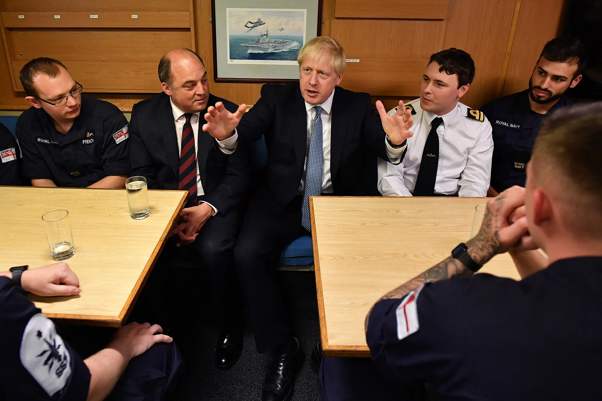 Boris Johnson on&nbsp;HMS Victorious at HM Naval Base Clyde, Jul 29.
