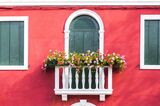 Balcony in colorful Burano island, Venice