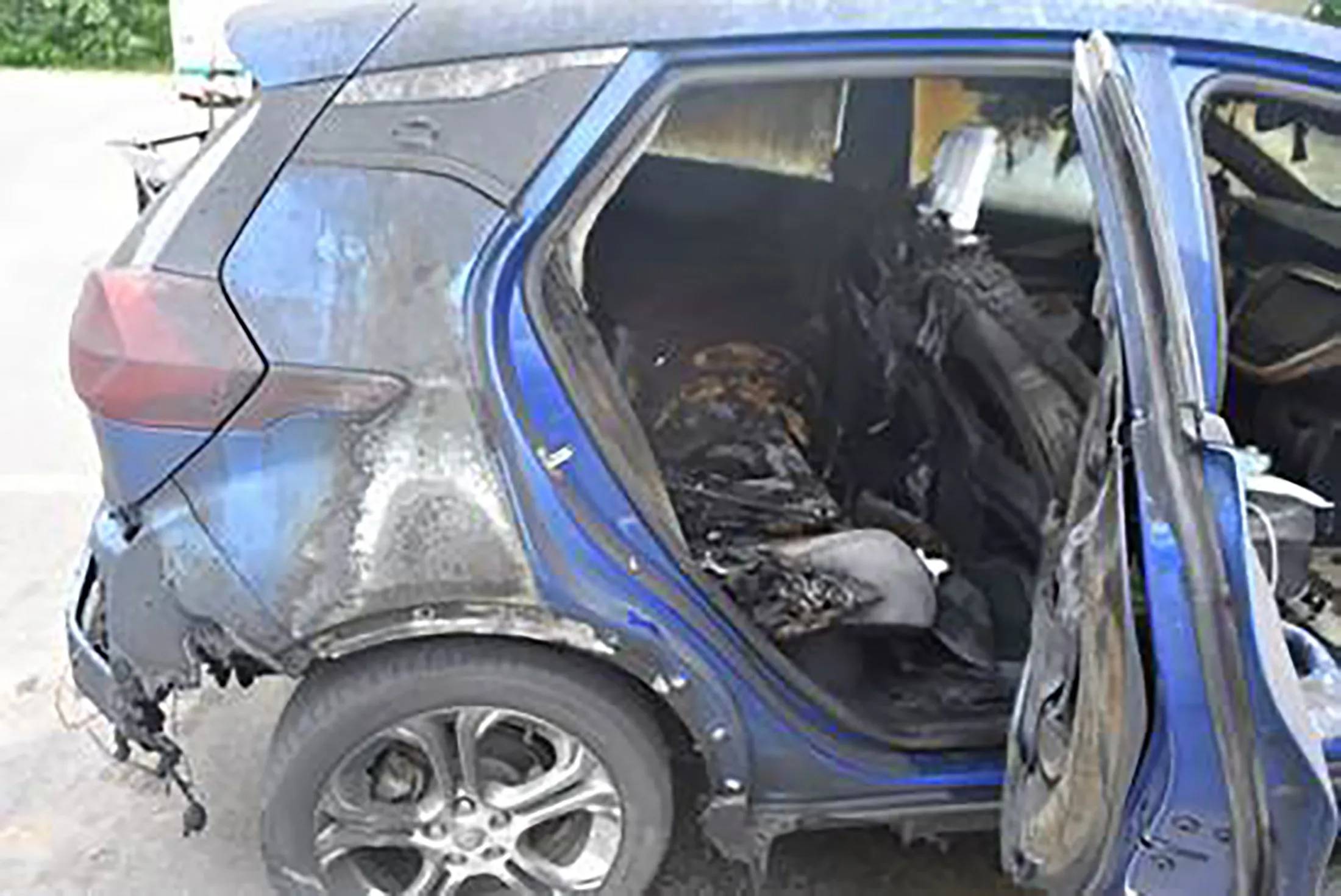 A 2019 Chevrolet Bolt EV that burst into flames while charging in Thetford, Vermont on July 1.