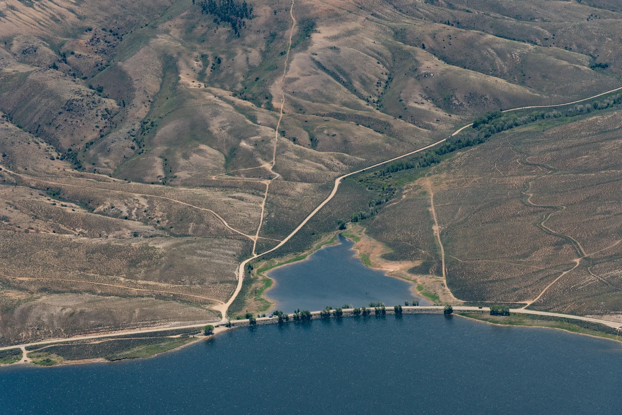 Colorado State Highway 149 travels over the Gunnison River during a LightHawk flight in Gunnison, Colorado, US, on Wednesday, July 12, 2023.&nbsp;