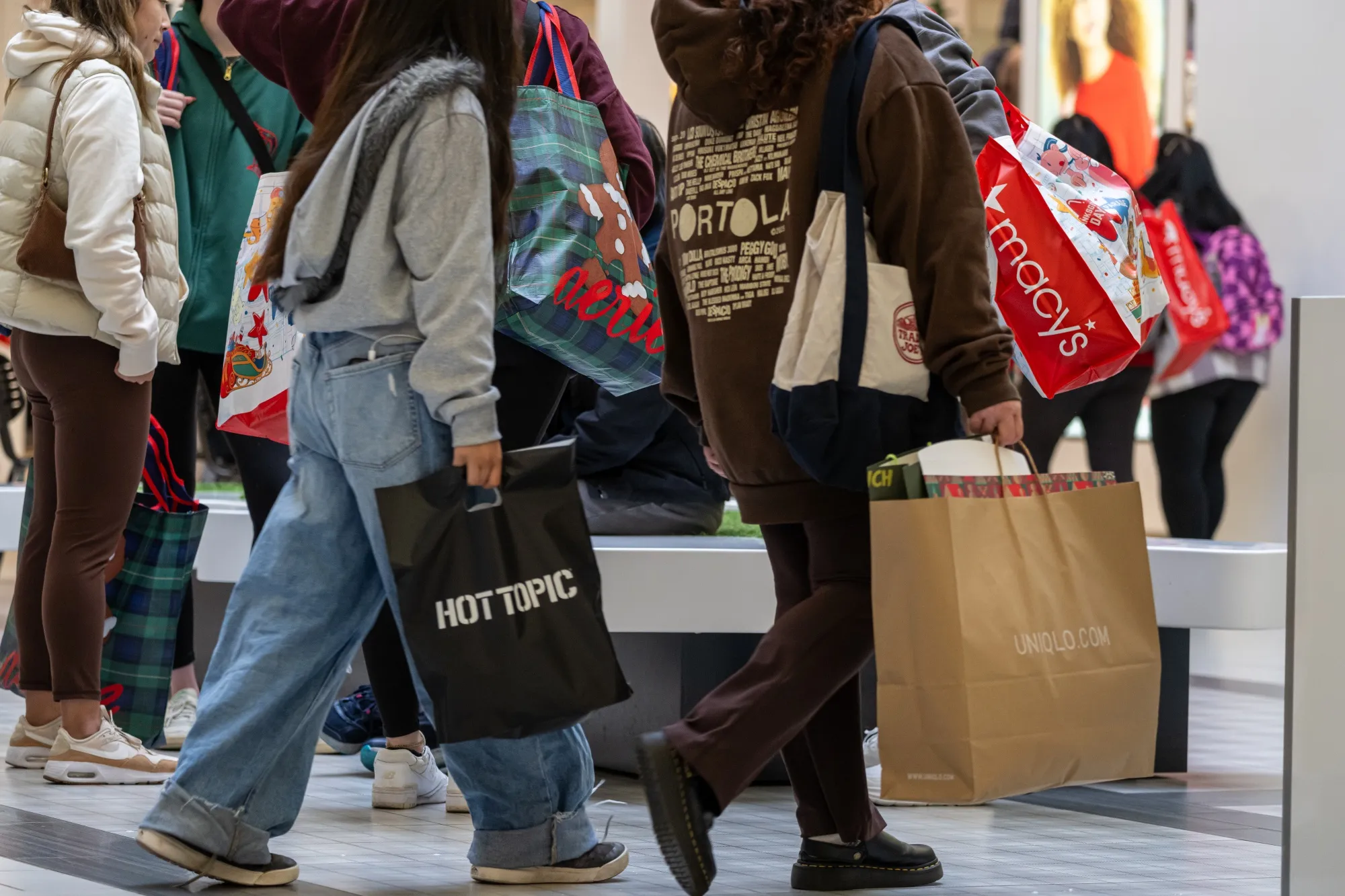 Shoppers inside the Serramonte Mall on Black Friday in Daly City, California, on Friday, Nov. 28, 2025.