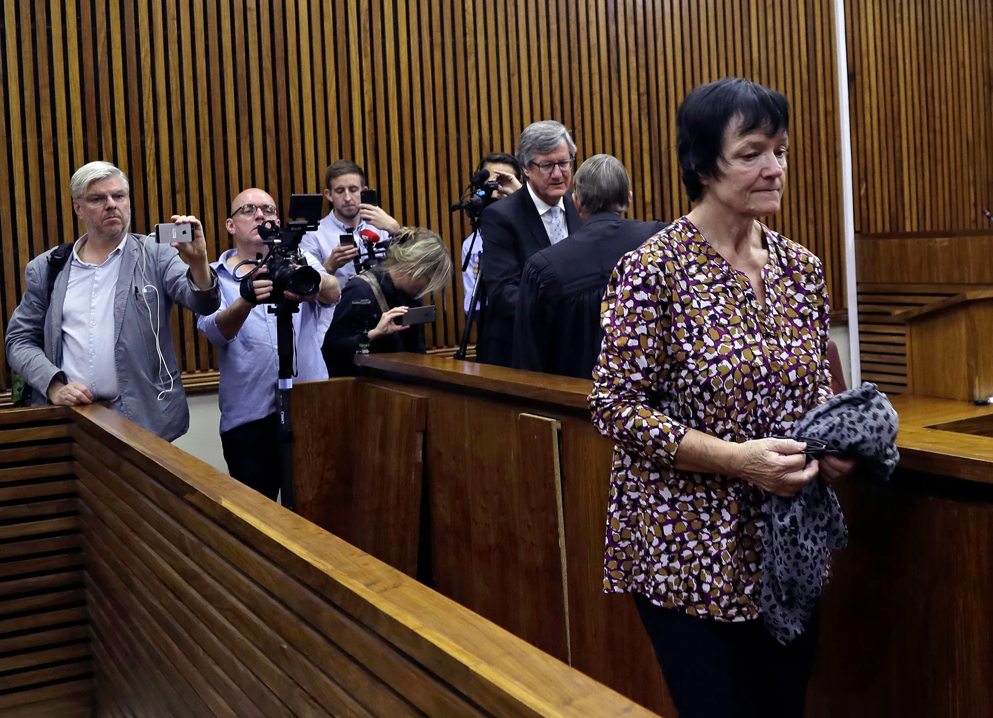 Britta Nielsen appears in the Randburg Magistrates Court in Johannesburg, Nov. 8, 2018.
