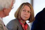 Jill Abramson listens during a panel discussion at the Republican National Convention in Tampa, Florida on Aug. 26, 2012