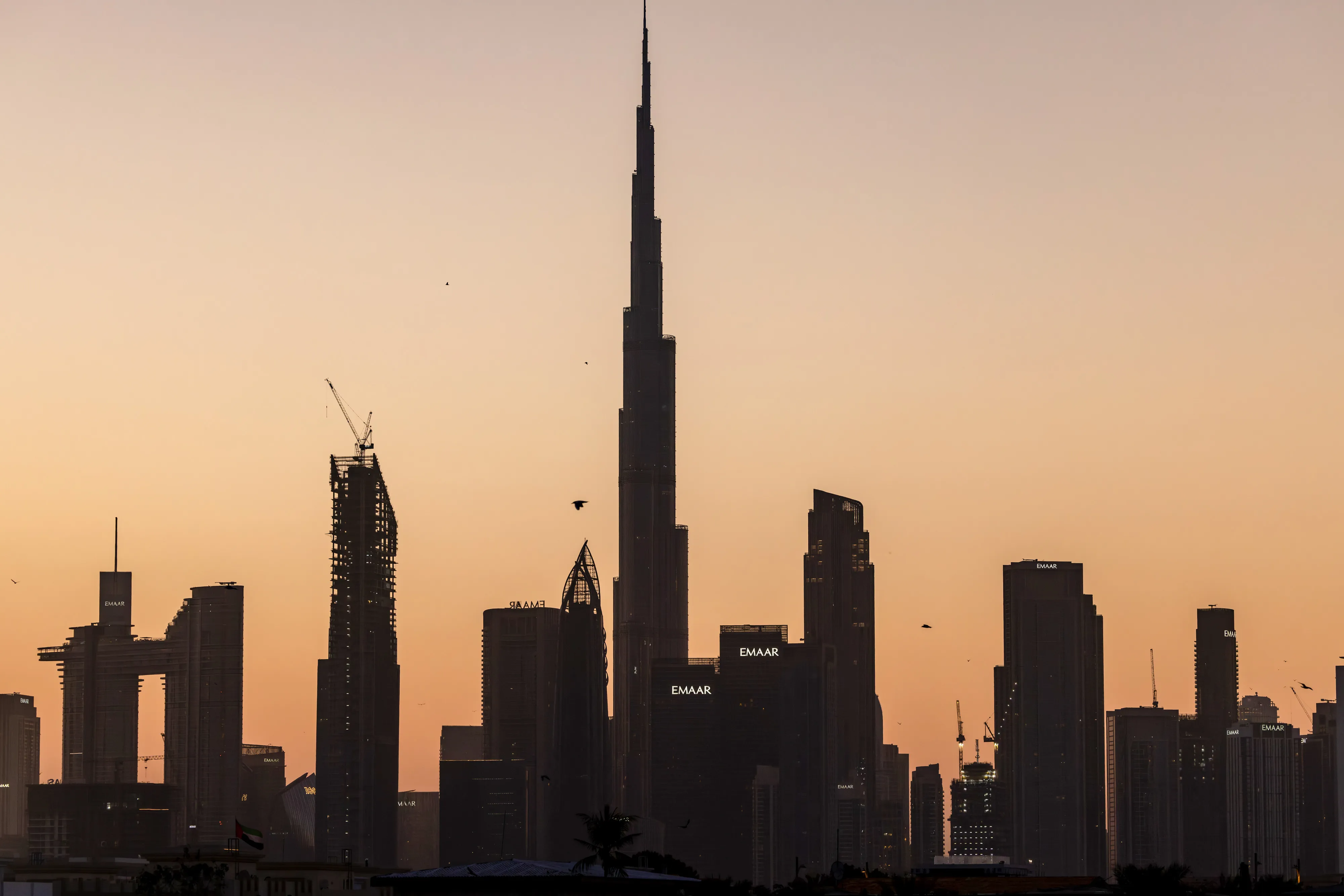 The Burj Khalifa skyscraper, centre, on the city skyline in Dubai, United Arab Emirates, on Friday, Feb. 20, 2026. Dubai developers see the luxury property boom continuing in 2026.