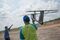 Members of the tax office prepare to launch a drone for a test flight at the Palembang military airbase complex. Photographer: Rony Zakaria/Bloomberg