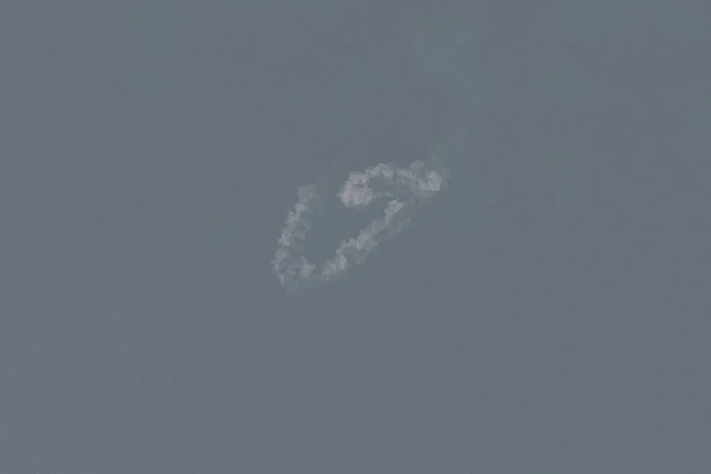 Smoke from a reported rocket interception, over the sky in Dubai on Feb. 28.