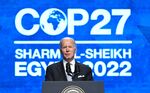 Joe Biden&nbsp;during the COP27 summit in Egypt's Red Sea resort city of Sharm el-Sheikh, on Nov. 11.&nbsp;