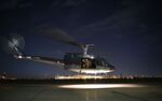 A helicopter carrying US Secretary of State Mike Pompeo takes off from Baghdad International Airport in Baghdad on May 7, 2019.