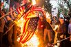 Iranians burn American flags during a demonstration outside the former U.S. embassy in Tehran on May 9, 2018.