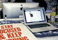 A photo on Zuckerberg's Facebook page shows a tweaked version of the site's search bar