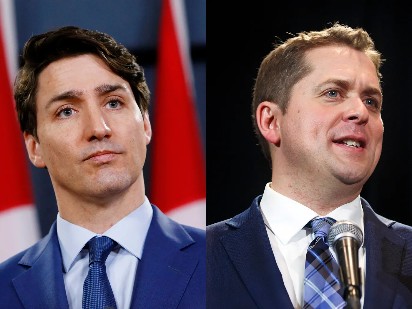 Trudeau, left, and Scheer