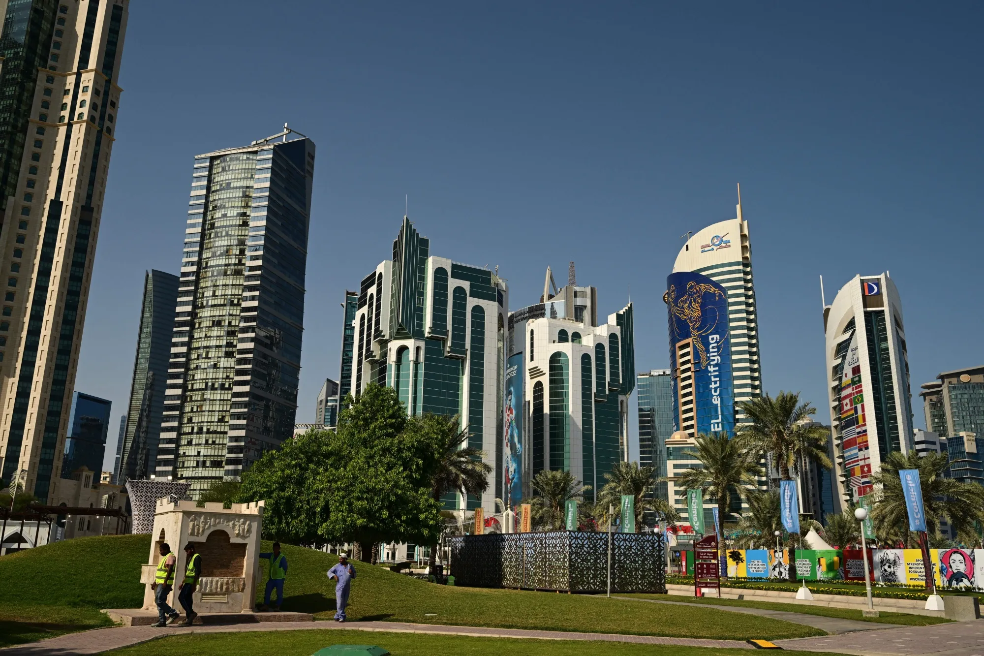 The skyline of Doha, Qatar.&nbsp;