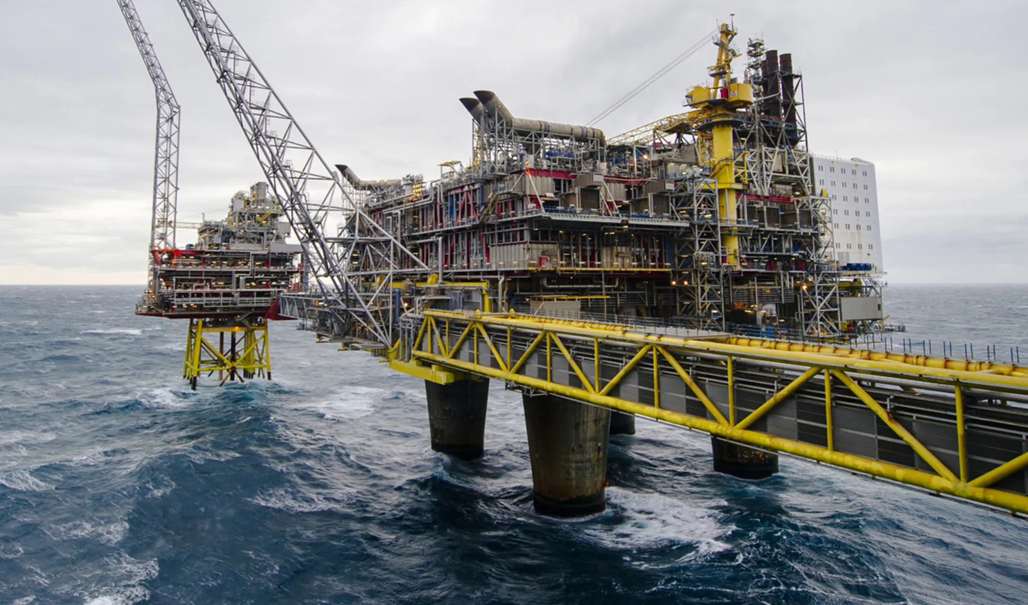 A gas platform&nbsp;in the Oseberg North Sea oil field near&nbsp;Bergen, Norway.