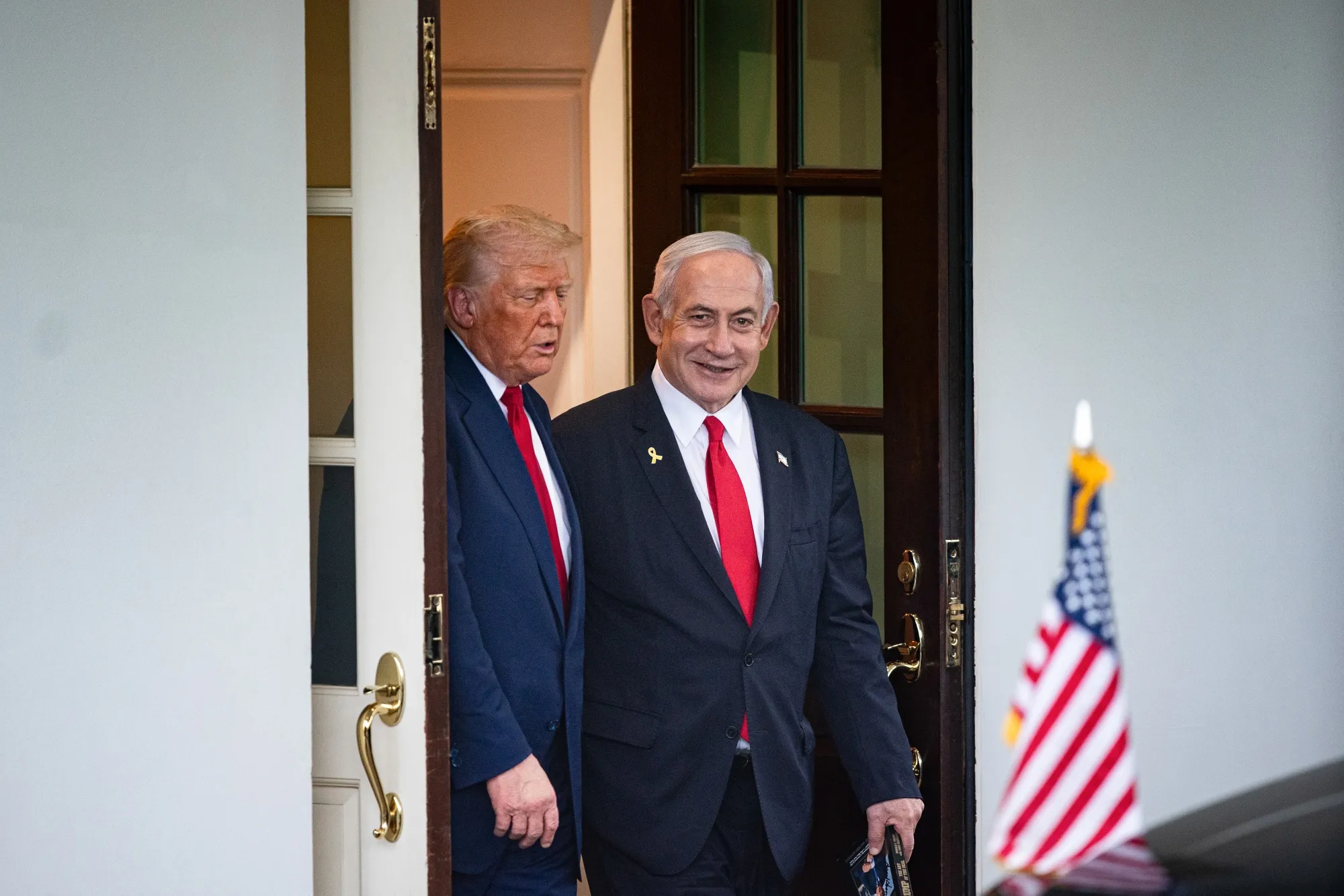 US President Donald Trump, left, and Israel’s Prime Minister Benjamin Netanyahu in Washington, DC, on April 7.
