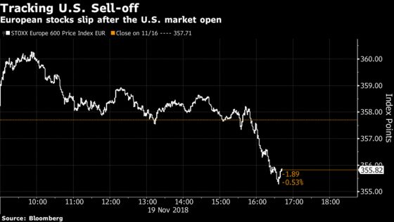 European Stocks Slip as Renault Sinks, U.S. Equities Weigh