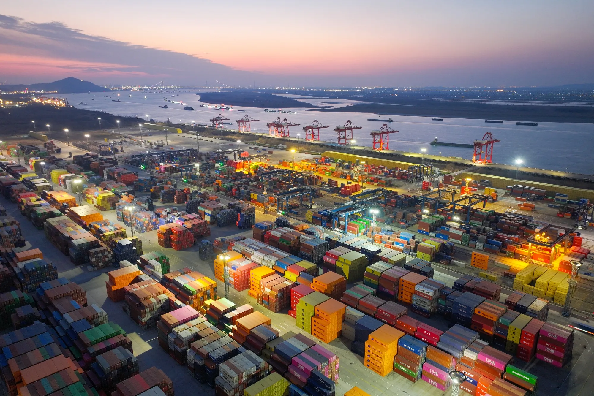Containers&nbsp;at the port in Nanjing, China&nbsp;on Feb.&nbsp;5.