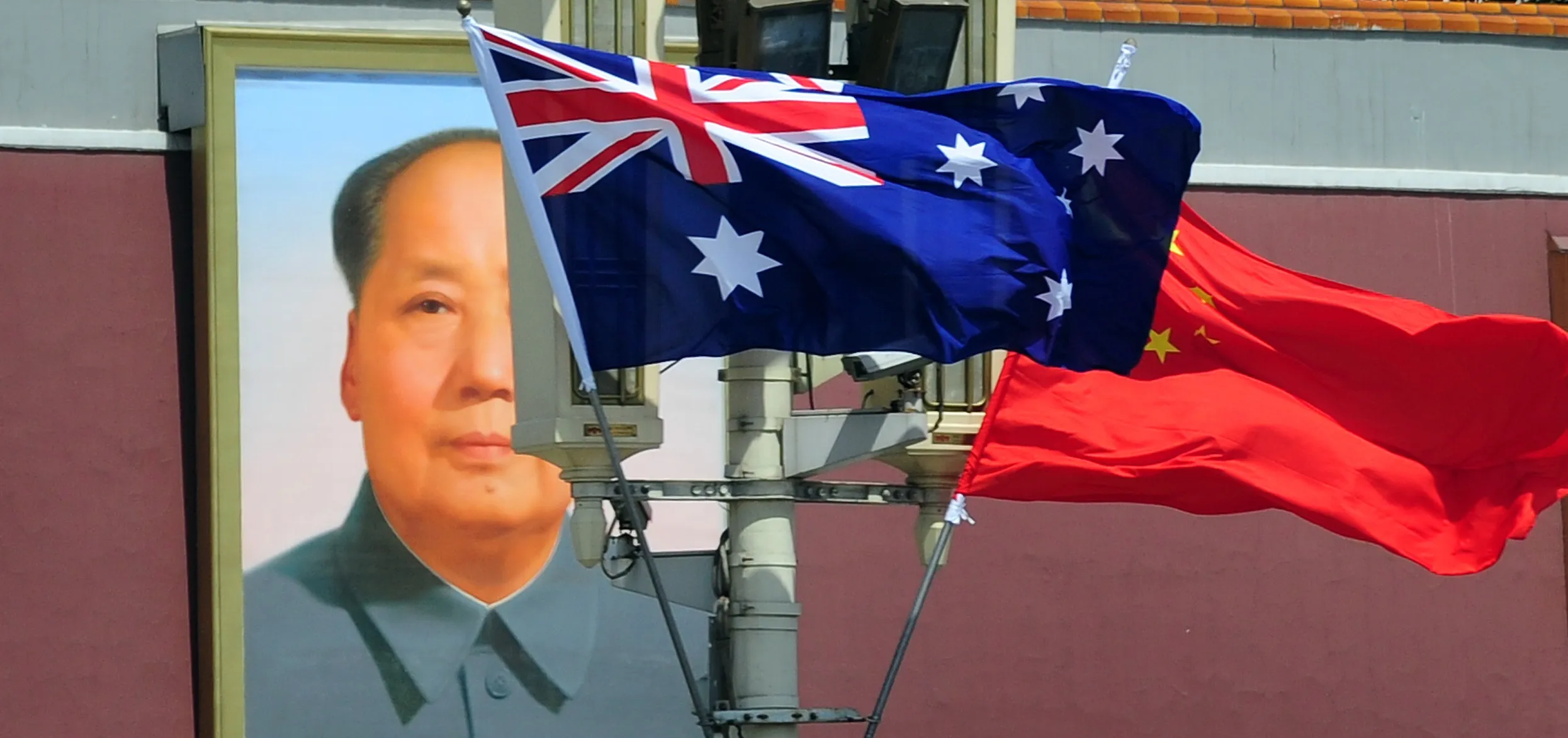 The national flags of Australia and Chin
