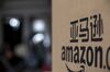 The Amazon logo is seen on a box in Beijing, China.