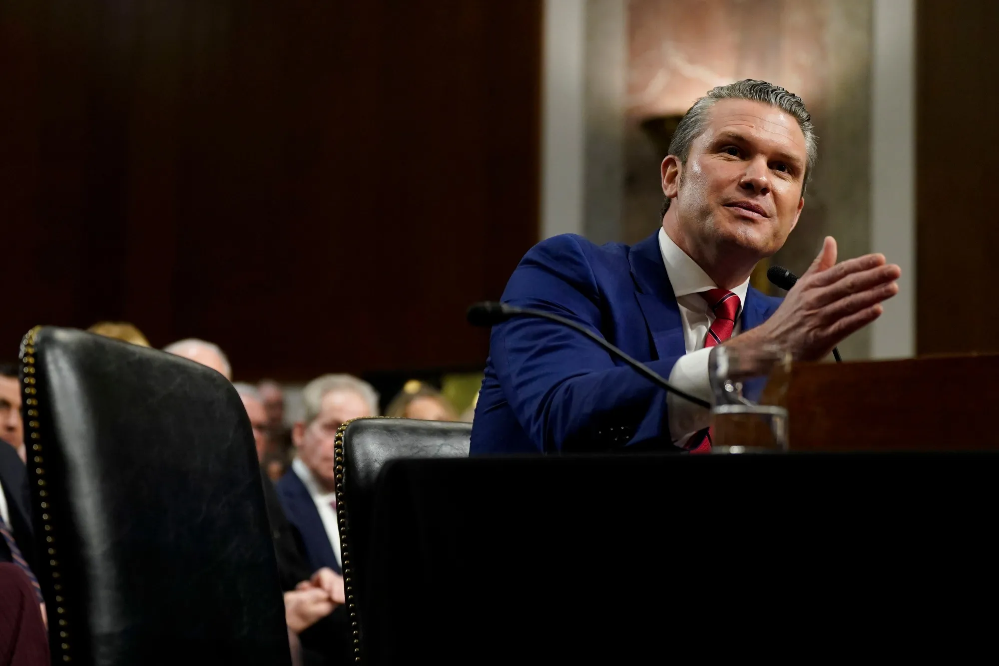 Pete Hegseth during a Senate Armed Services Committee confirmation hearing in Washington, DC, on Jan. 14.