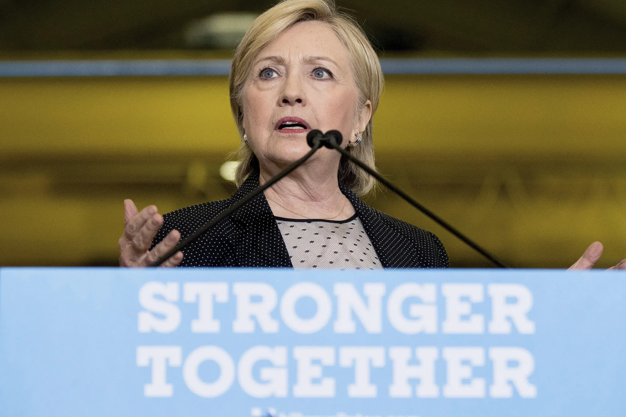 Hillary Clinton speaks in Warren, Michigan, on Aug. 11, 2016.
